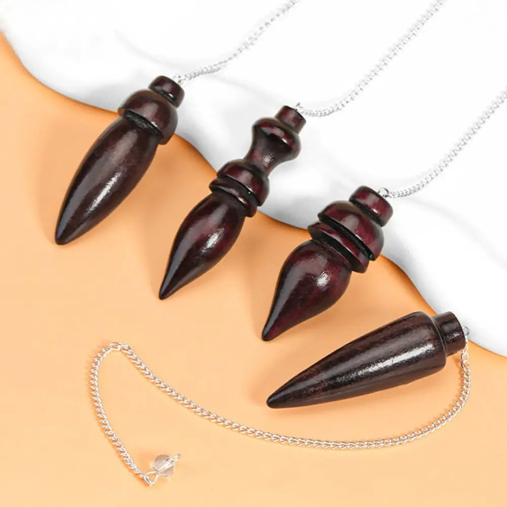 New Natural Wooden Pendulum for Divination Dowsing Egyptian Wood Pendulums Dowser with Chain Reiki Spiritual Pendulos