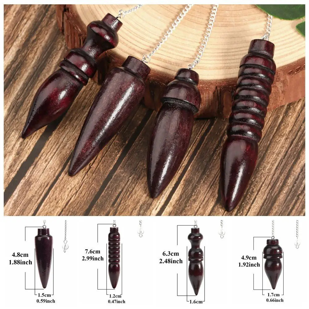 New Natural Wooden Pendulum for Divination Dowsing Egyptian Wood Pendulums Dowser with Chain Reiki Spiritual Pendulos