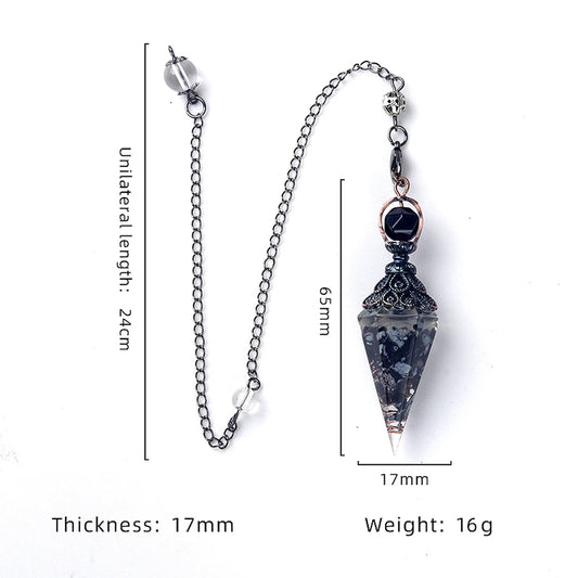 Natural Stones Pendulum for Dowsing Divination 7 Chakra Resin Crystal Hexagonal Column Cone Spirit Pendant Reiki Pendule