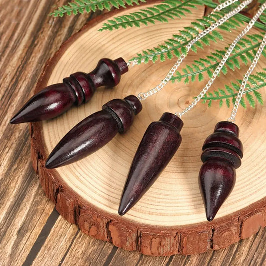 New Natural Wooden Pendulum for Divination Dowsing Egyptian Wood Pendulums Dowser with Chain Reiki Spiritual Pendulos